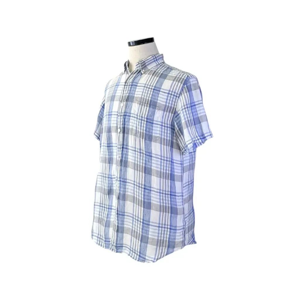 Banana Republic Men's Linen Plaid Button-Up Shirt - Medium